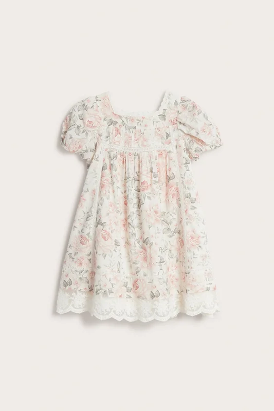 Newbie | Blomstrete kortermet kjole Offwhite 110