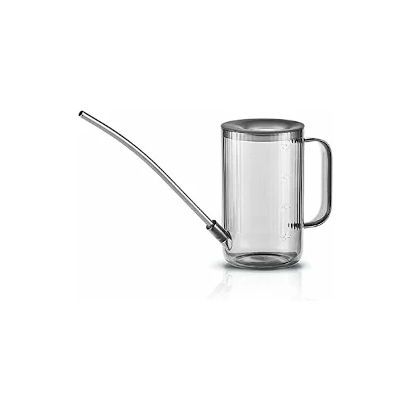 Vannkanne for blomster, liten vannkanne, vannkanne i rustfritt stål med lang tut, vannkanne for innendørsplanter, gjennomsiktig vannkanne i plast, G
