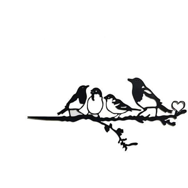 Metal Wall Decoration with Birds on Branch, Metal Bird Wall Decoration, Leaf Wall Decoration with Bird Silhouette, Garden or Balcony Decoration