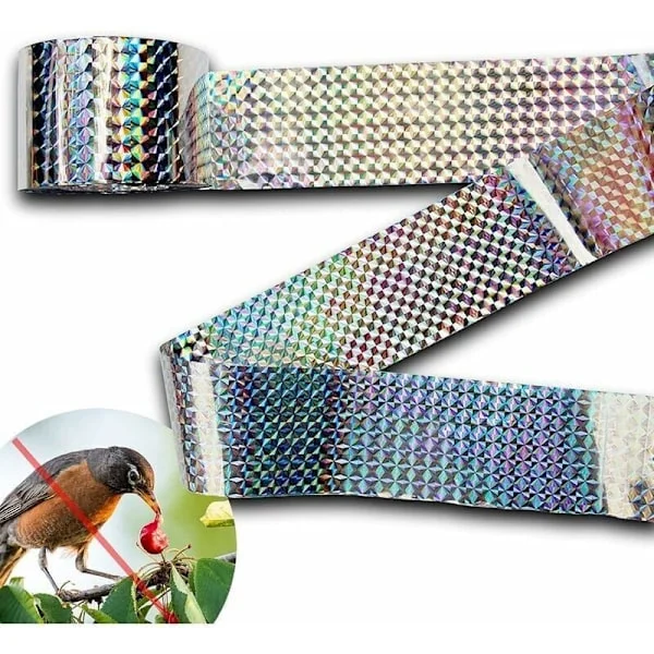 Anti Due Repellent Tape Fugleskræmmer Dobbeltsidet Anti Fugle Anti Fugle Tape Holografisk Skinnende til at Skræmme Fugle Fugleskræmmer 4.8cm110m, af 