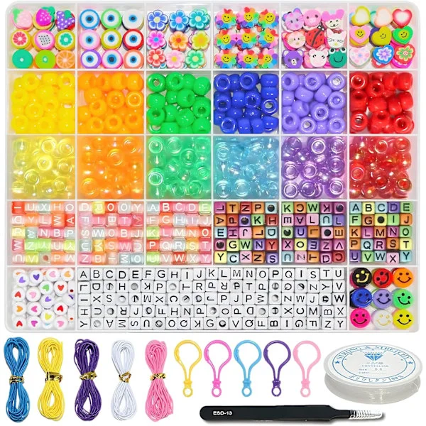 Armbåndssett, Craft Bead Making Pony Beads, Polymer Clay Beads, Smiling Face Beads, Letter Beads, Smykkesett, DIY Han