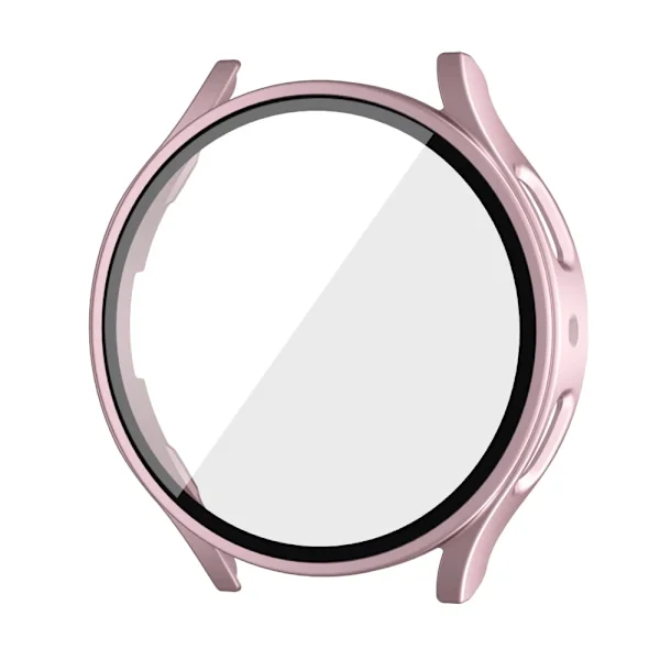 Härdat glas + PC-fodral för Samsung Galaxy Watch4 5 6 44mm 40mm Fullt skyddsfodral Galaxy Watch4 5 tillbehör Roséguld