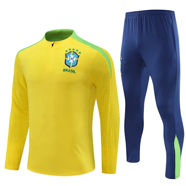 2425 Nytt fotballtreningsdress med halv glidelås høst- og vinterdress voksen barn Brasil/gul Brasil/gul qd Brasil/gul Brasil/Gul