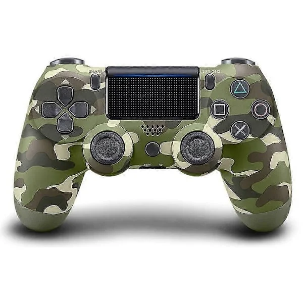 Trådløs PS4-kontroller Bluetooth-gamepad med vibrasjon, ergonomisk design for PS4-konsoll - Lys rød flerfarget kamuflasjegrønn