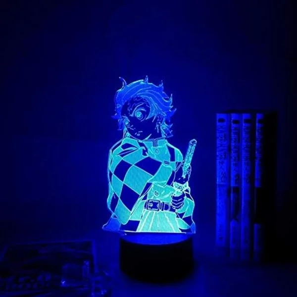 Anime LED-lampe nattlys Demon Slayer Tanjiro Kamado Lampe 3D for barnerom dekorasjon belysning barn julegave bursdags nattlys (16 farger