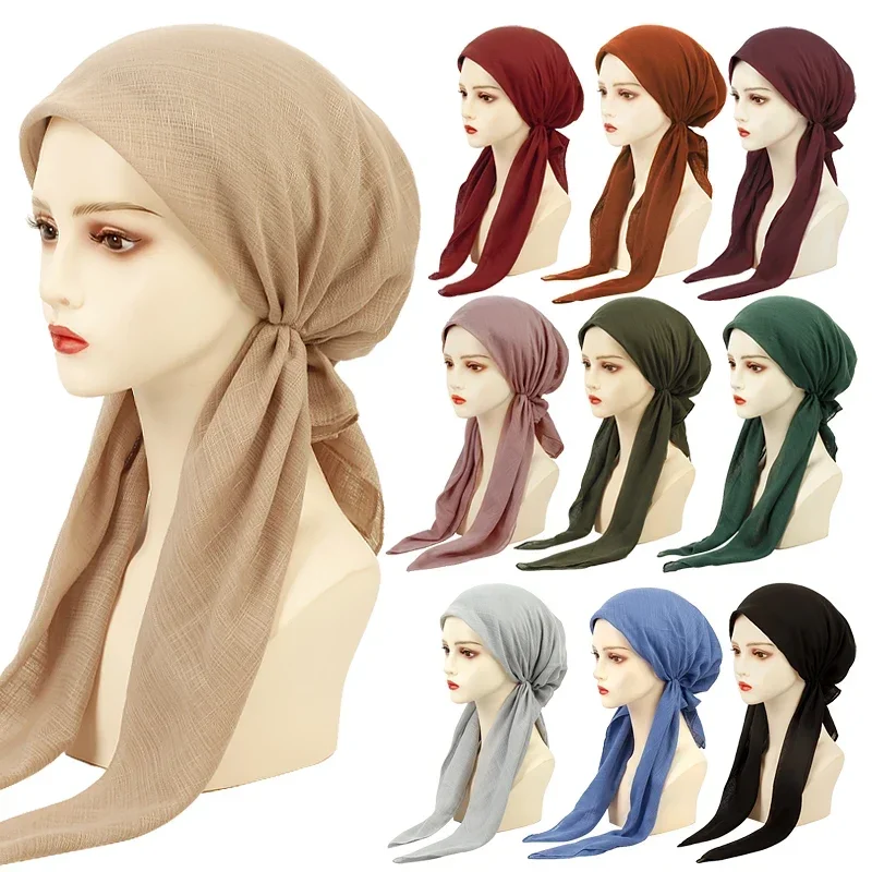 AliExpress - Geebro femmes élégant pré-attaché Turban chimio casquette musulman Hijab casquette intérieure bonnets Bonnet longue queue foulard chapeau