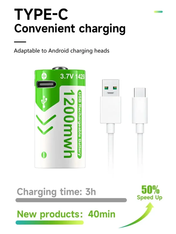 AliExpress - 3,7 V USB 14250 ER14250 Wiederaufladbare Lithiumbatterie 1/2AA ER 14250 LS14250 Batterie für Sonden, Thermometer, Visiere, Therm