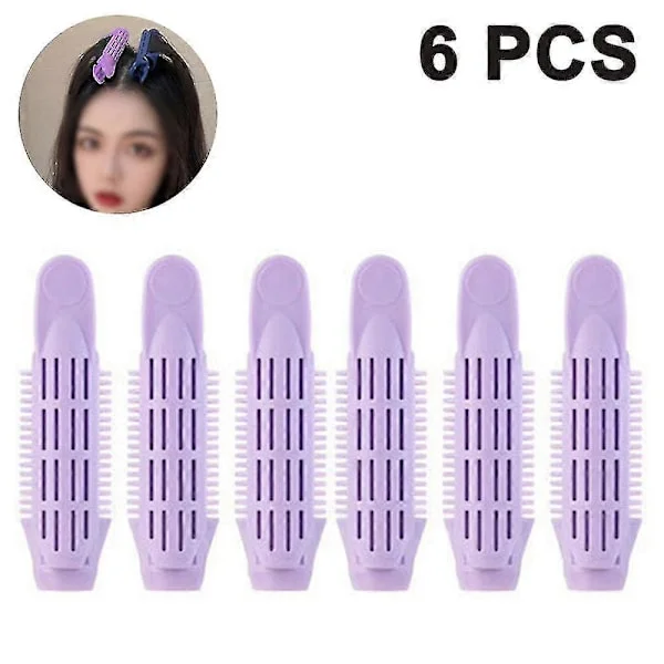 6 Pieces Volume Hair Curler Clip Natural Fluffy Hair Clip Hair Roots Curler Roller Diy Curler Fluffy Clip Roller - Purple