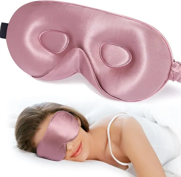 JamY Home 100% 22 Momme Mulberry Silke Sovemaske - 3D Kontureret Øjenmaske til Mænd Kvinder, Blød Åndbar Sovemaske med Justerbar Rem, Perfekt