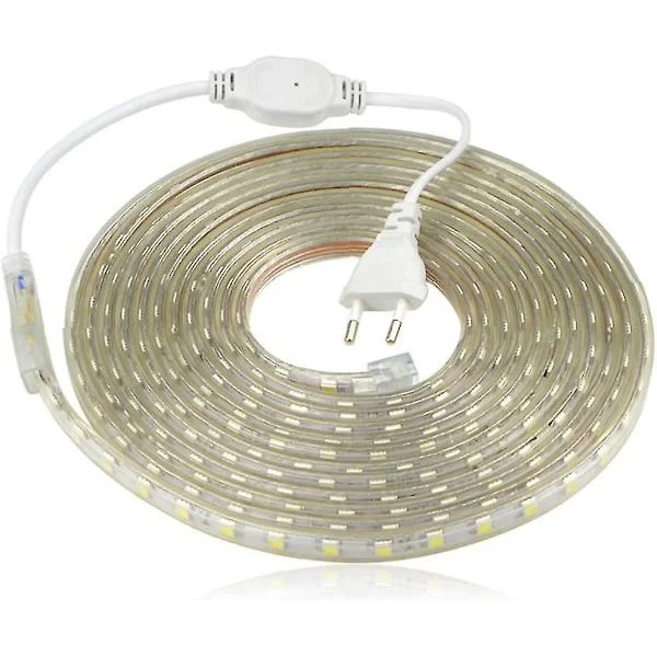 LED-stripe, Vanntett LED-stripe, Lysende LED-stripe 220v, 5050 Ip65 Vanntett LED-stripe, Varmhvit (6m)