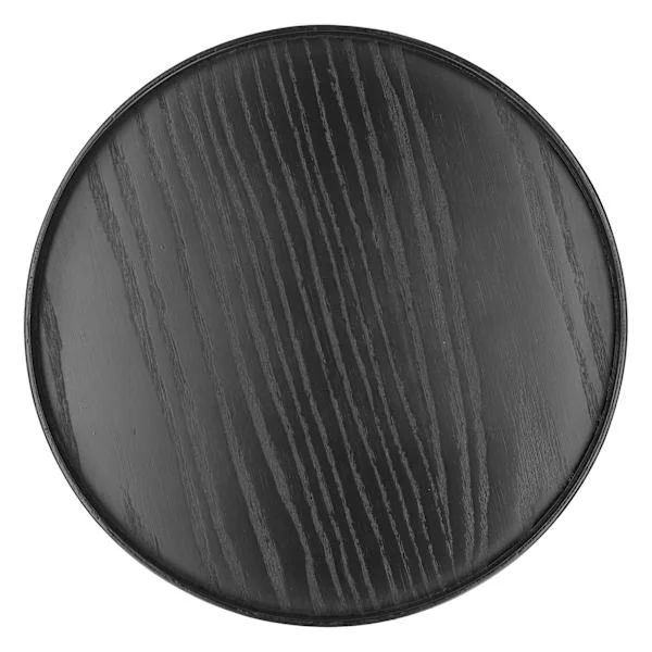 Black Round Wooden Tray for Food and Fruit, 30 cm, for Home, Kitchen and Hotel