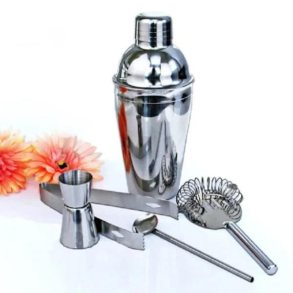 5-piece cocktail set, bar set, shaker 350 ml - Stainless steel