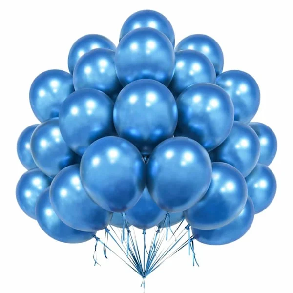 50 stk. metalliske blå balloner 10 tommer, Tillykke med fødselsdagen dekorationer blå balloner, Latex helium balloner til fødselsdag, dimission, 