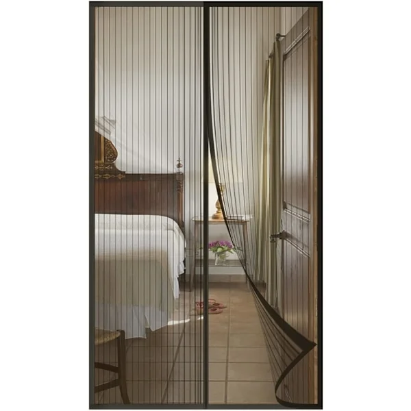 Magnetisk myggnetting for terrassedører, dobbel dør myggnetting for å holde insekter ute, svart Svart-XF20-Svart 130*200CM Svart 130*200CM(BT)