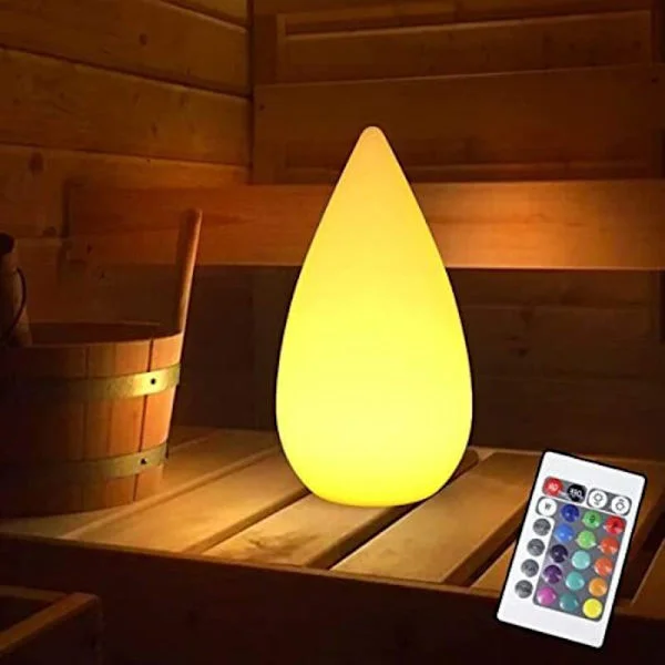 Uppladdningsbar LED Bastulampa Trådlös Dimbar med Fjärrkontroll 16 RGB Färger IP54 Vattentät Vit Utomhusbordslampa för Sängbord