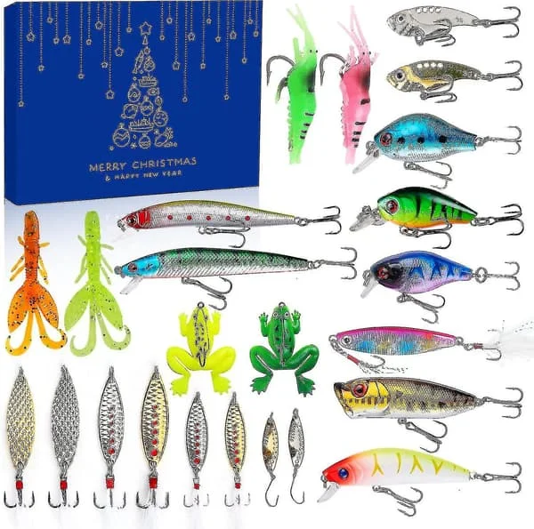 Fiske Adventskalender 2024, Jul 24 Dagars Överraskning Fiske Bete Adventskalender, Julklapp Till Pappa Pojkvän Morfar
