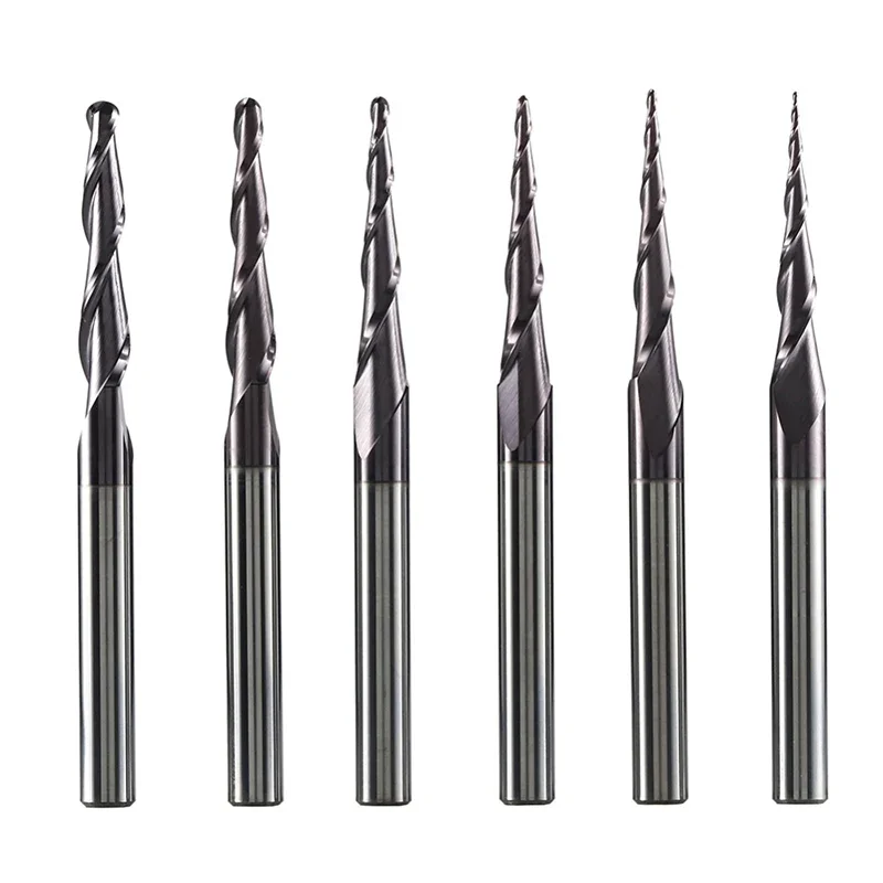 AliExpress - 1PC Vhm-schaftfräser 4mm 6mm 8mm Kugel Nase Konische Schaftfräser Router Bits CNC Kegel holz Metall Fräser