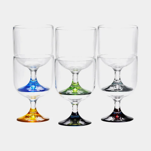 Plastic wijnglazen Marine Business Party Colors, transparant/veelkleurig, 20 cl, 6-pack