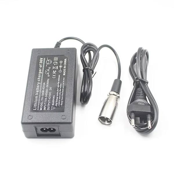 42V 2A 42V2A Laddare för Elcykel Kompatibel med 36V 18650 Litiumbatteripaket med 3-polig XLR-kontakt EU US AU UK