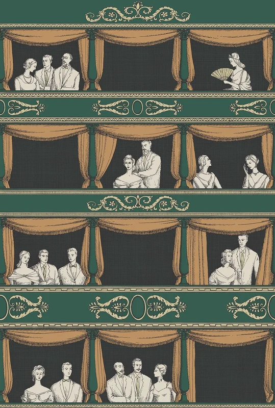 Fornasetti Teatro Wallpaper - Cole & Son Sample / Racing Green