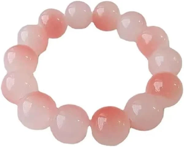 Angstkrystall Armbånd for Kvinner Naturlig Edelsten Behandling Krystall Håndlagde Runde Perler Elastisk Armbånd Edelsten Energi Armbånd, Rosa