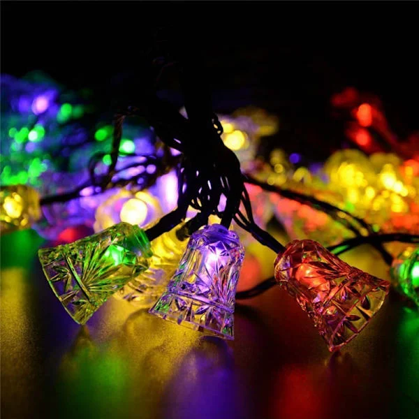 Solcelled Utendørs Klokke Lyslenke, 20LED Solcelled Klokke Lyslenke Vanntette Lys, 8 Moduser 5M/17Ft Utendørs Solcelledrevet Lyslenke for Hage, Patio 