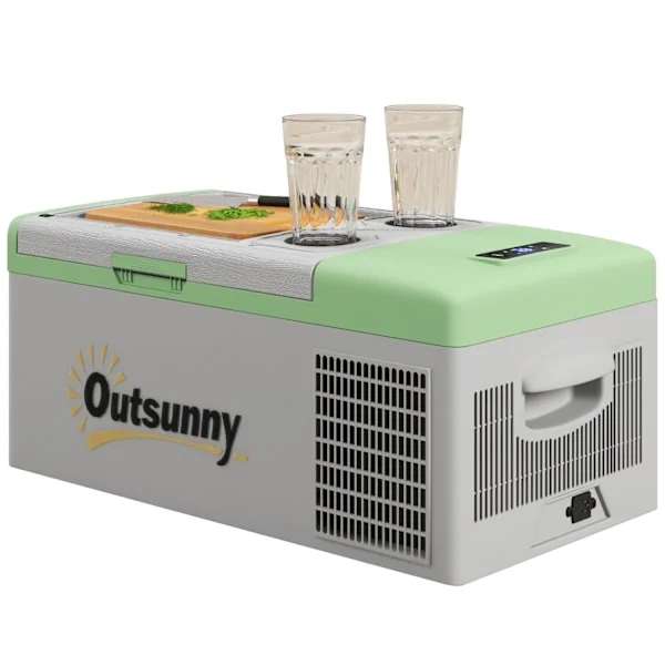 Kompressorkøleboks 16L, kølerboks bil 12/24V DC & 100-240V AC, op til -20°C, bærbar fryseboks med MAX/ECO-tilstande, minikøleskab