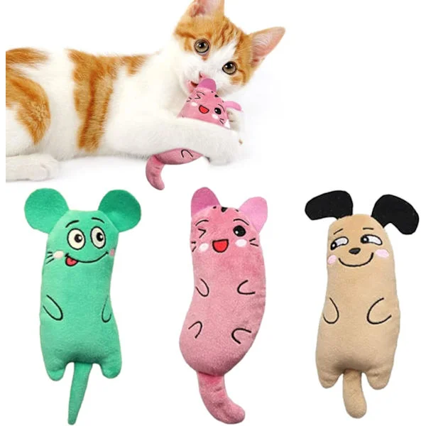 Kattmynta Leksaker, 3-pack Interaktiva Plyschleksaker för Tandrengöring för Innekatter och Kattungar - Klös Tugga Tandgnissla Kattmynta Kudde