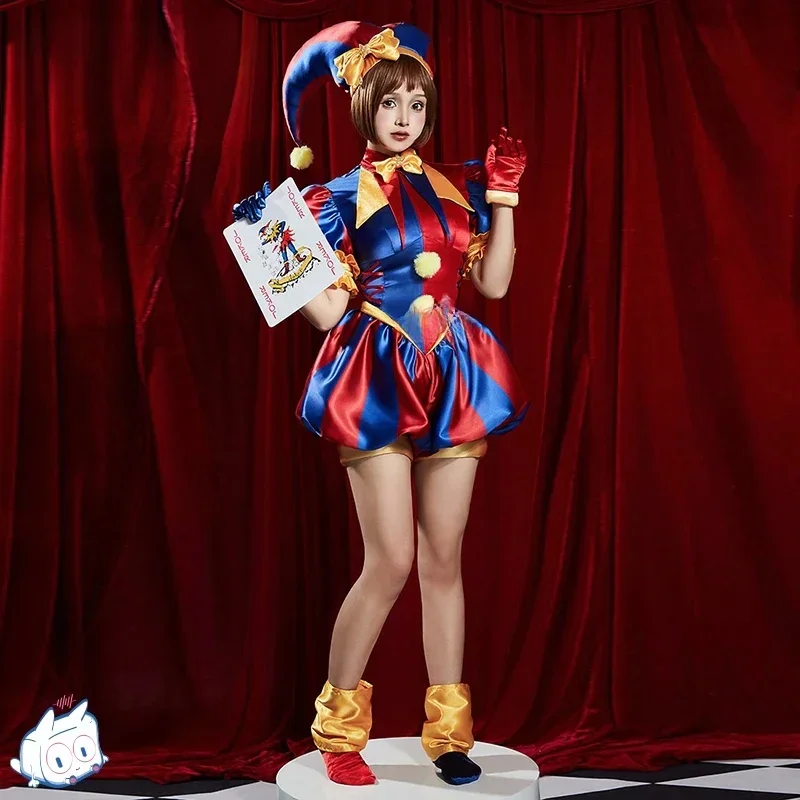 AliExpress - Costumes de cosplay LYus numériques pour adultes, ensemble de masques de cosplay Pomni, chapeau, combinaison, dessin animé, Noël, fête 