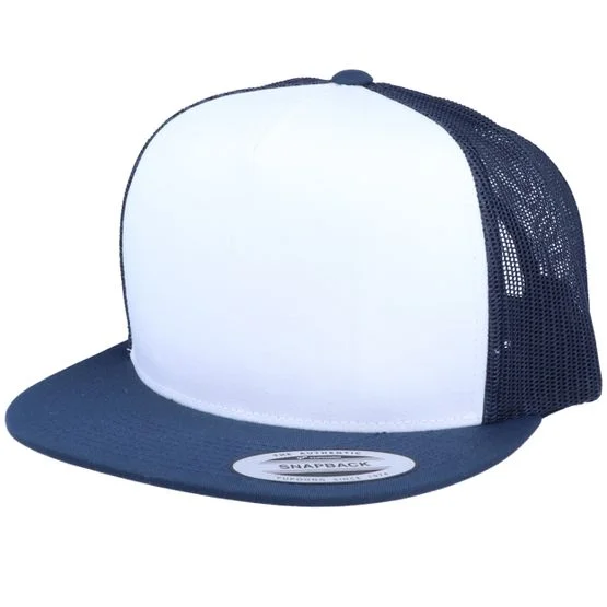 Yupoong - Classic White/Navy A-Frame Trucker Snapback Trucker Blue Cap - @ Hatstore