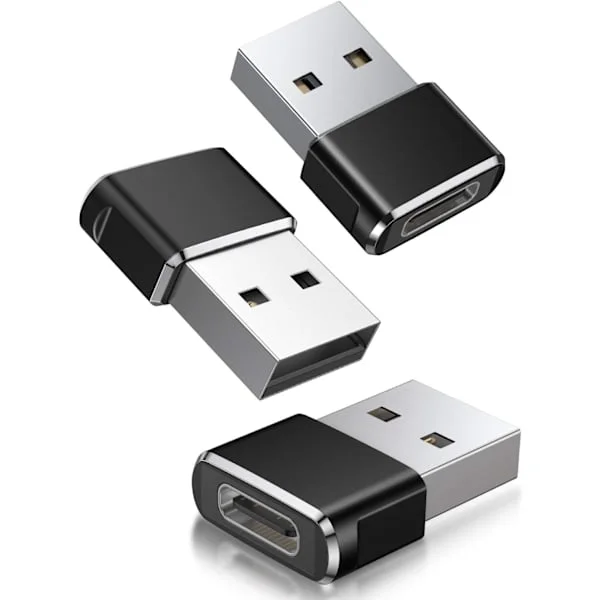 USB till USB C Adapter 3-pack, Typ C Hona till A Hane Laddningskabel Konverterare för Apple Watch 8 7, MacBook, iPhone 12 13 14 15 Max Pro
