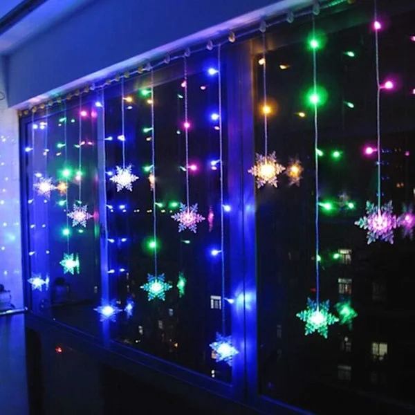 RGB Lysgardin, Lysgardin, LED-stjerne, LED-lyslenke, 96 LED 3,5 M Lyslenke, LED-lyslenke vindusdekorasjon