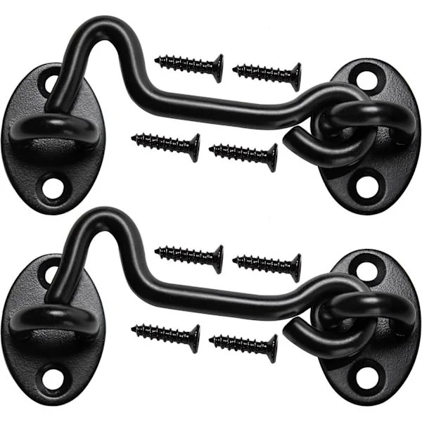 4" Staldlåge Lås Dørlås Hardware, Skydedør Lås Øjekrog Lås med Skruer, Rustbestandig Metal Portlås (2 P