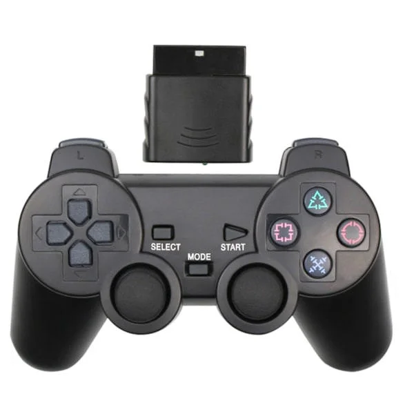 Trådlös spelkontroll Dubbel Vibration 2.4GHz Låg Latens Fjärrkontroll Spelkontroll för PS2 Svart