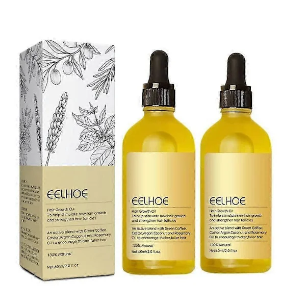 1-3X 60ml Natural Hair Growth Oil, Vegan Natural Hair Growth Oil Treatments Against Hair Loss Nourishing Scalp (2PCS)