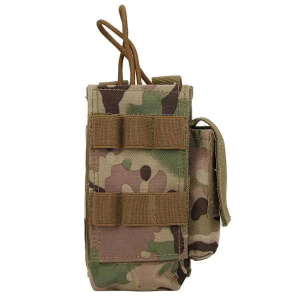 Molle Radio Lomme Mini Radioholder Taske Vandtæt Walkie Talkie Hylster med Sidelommer Camouflage.