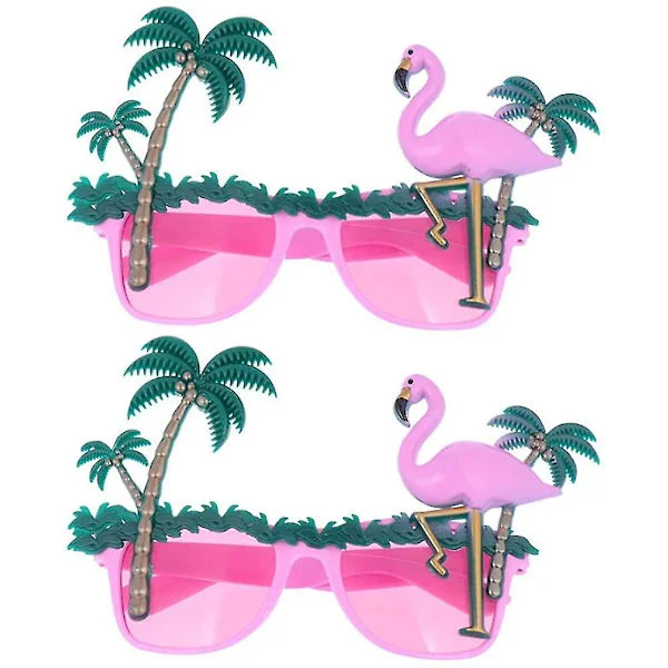 2 stk Hawaii solbriller Kreativ kokosnøtt Flamingo fotorekvisitter briller briller for strand Hawaii fest sommer (rosa)