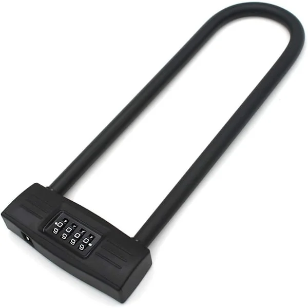 4-digit U-lock Motorcycle Lock/Bicycle Lock - Resettable Combination U-lock/D Bicycle Lock, Secure Your Bike Without Carrying the Key. (Black)