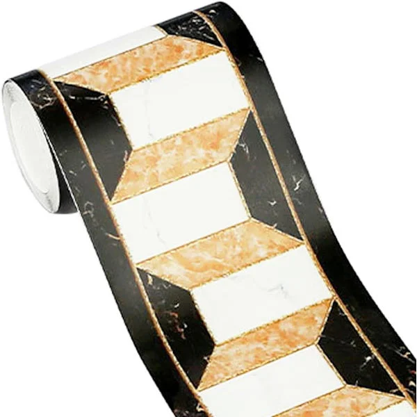 Modern Geometric PVC Wallpaper Border Wall Covering - Decorative Stickers for Kitchen Tiles - Toilet Border for Ceiling, Corner, Mirror, Furniture, 