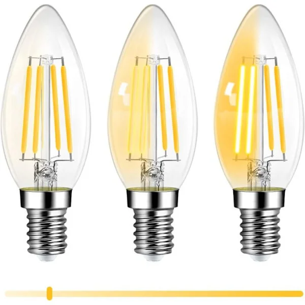 3PCS E14 LED-lampor, 6W dimbara, varmvita LED-lampor, energisnåla, lämpliga för ljuskronor och vägglampor, 220V, [Energieffektivitetsklass A]