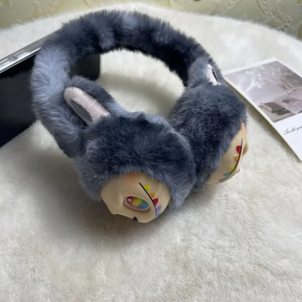 Monsters Mjuk plyschig fluffig öronlapp för barn Barnens vintervarma plyschiga öronmuffar med söta kattöron Tie-dye pälsmössa