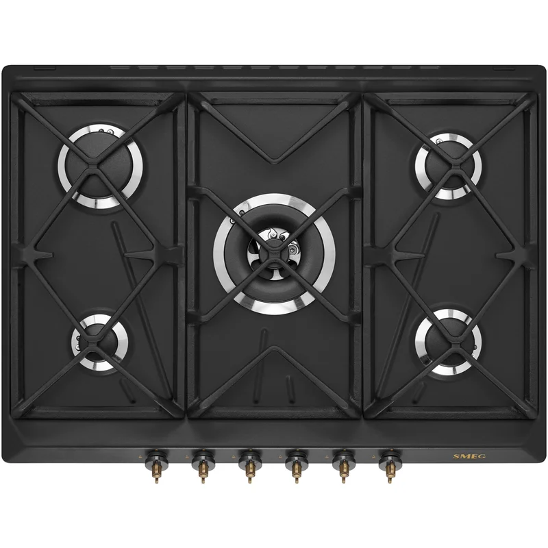Smeg 70 cm gashäll med frambetjäning i antracit | Vitvaror > Spisar > Gashäll | Bagaren och Kocken