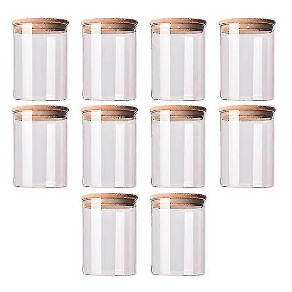 10 pcs Bamboo Wooden Jar Airtight Container Kitchen Storage Bottles Jars Food Container Tea C-Sy