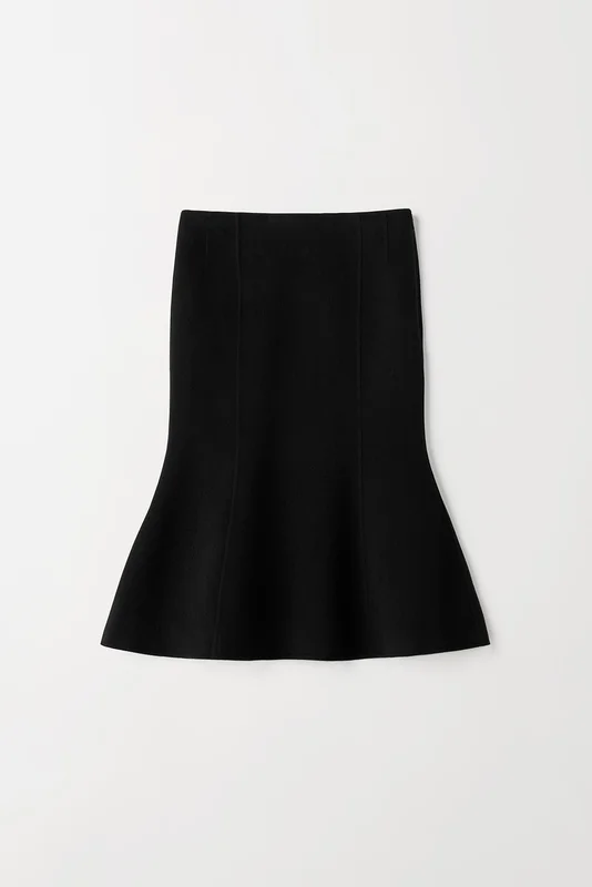 Soft Goat - Flared Woven Skirt - Cashmere skirt - XS - Black
