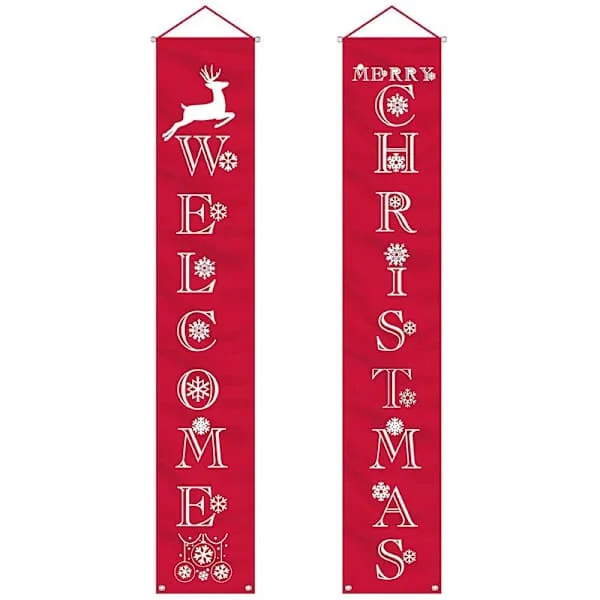 Julbanner utomhus inomhus juldekoration juldekoration röd dörrskylt juldekoration banner juldörrsbanner