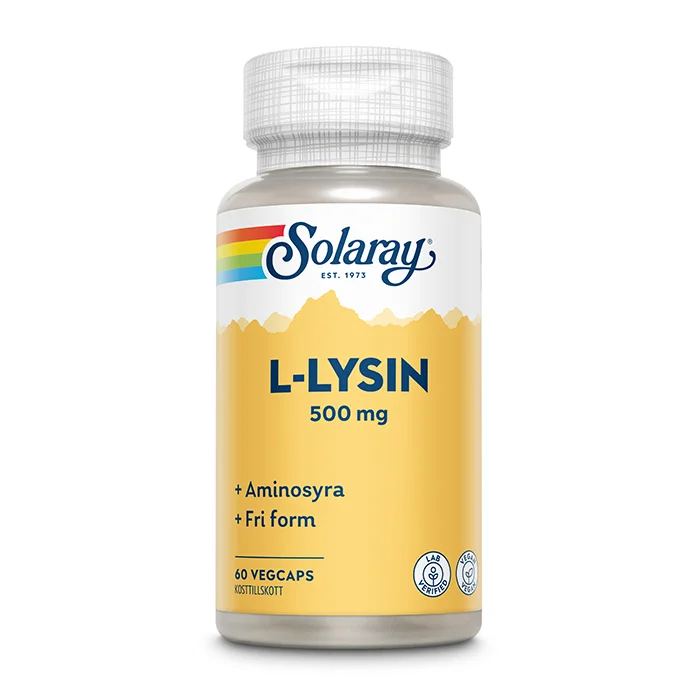 Separate Aminosyrer Solaray L-lysin Aminosyrer 60 kapsler - Bodyman.dk