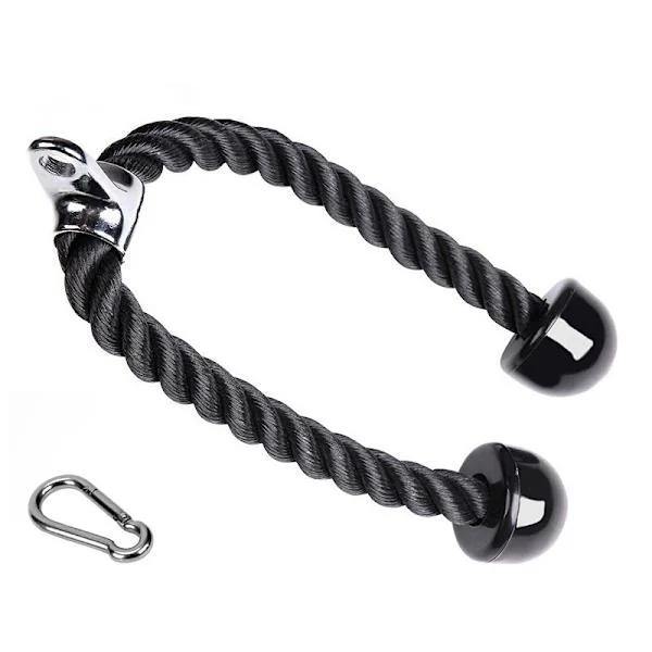 Triceps Pull Down Rope with Carabiner - Gym Cable Machine Attachment