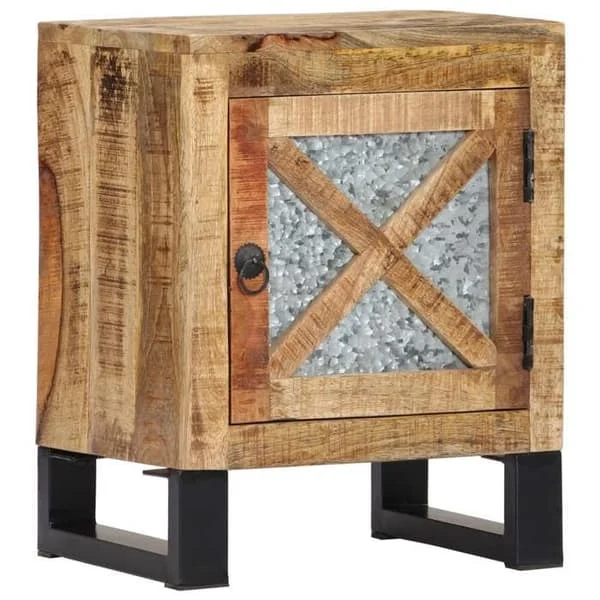 Yöpöytä - Maison Exclusive - Massiivinen mangopuu - 40×30×50 cm - Galvanoidut teräspäät
