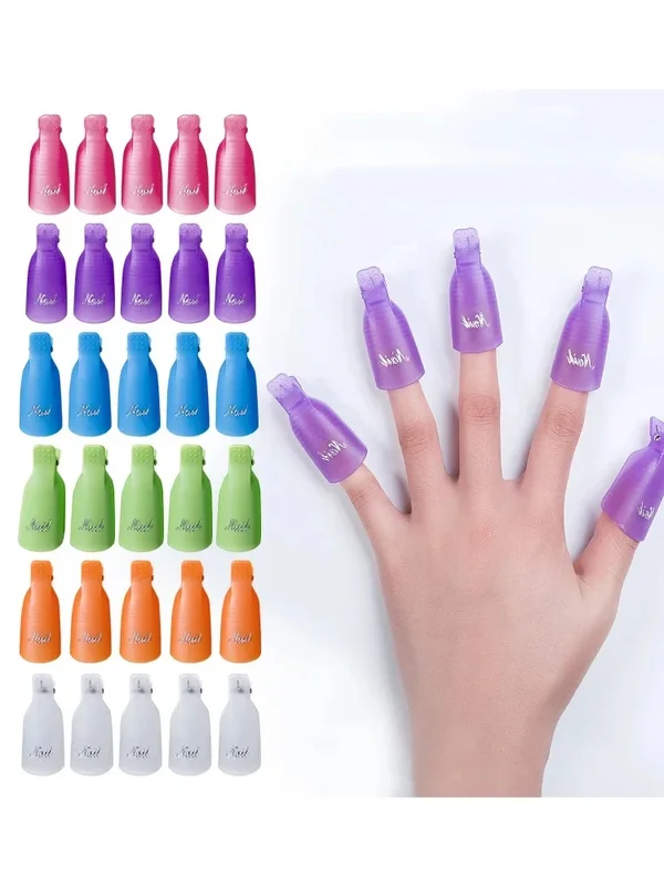 AliExpress - 10 stks/zak Kleurrijke Acryl Manicure Art Gedimde Cap Clip Nagelreiniging Manicure Uv Gel Nagellak Gedimde Wikkelen Tool Vinger
