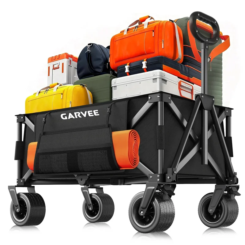 AliExpress - Folding Beach Trolley Cart Collapsible Heavy Duty 600D Oxford Camping Trolley Wagon with Handle/Wheels for Outdoor Picnic Garden